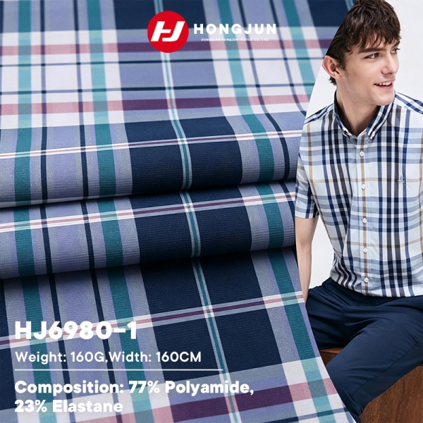 Nylon Geometric Plaid Print Knit Fabric Cooling Comfortable for Men Casual Business Shirt and T Shir | product image