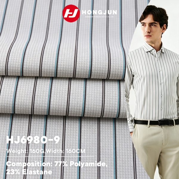 Premium Nylon Spandex Stripe Print Knit Fabric Wrinkle Resistant for Men Casual Business Shirt T Shi | product image