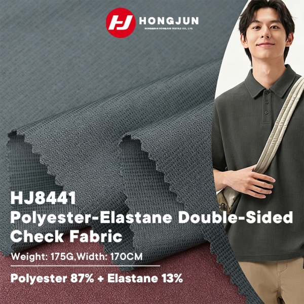 Professional Polyester Spandex Double Sided Plaid Fabric for Men T Shirt Polo Shirt Dress | product image