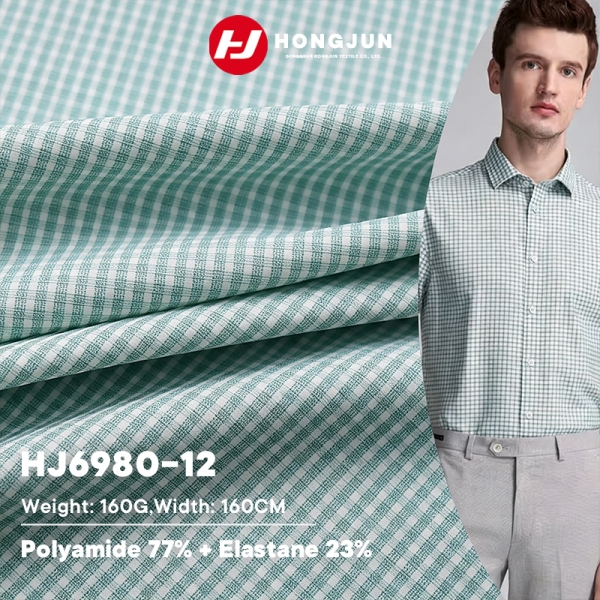 Nylon Spandex Plaid Print Knit Fabric Breathable for Men Workwear Shirt T Shirt | product image