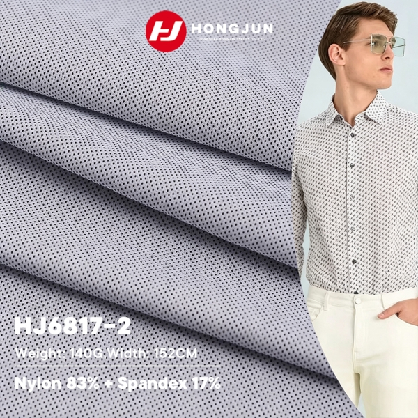 Wholesale Nylon Spandex Polka Dot Print Knit Fabric Lightweight for Men Casual Business Shirt Polo T | product image