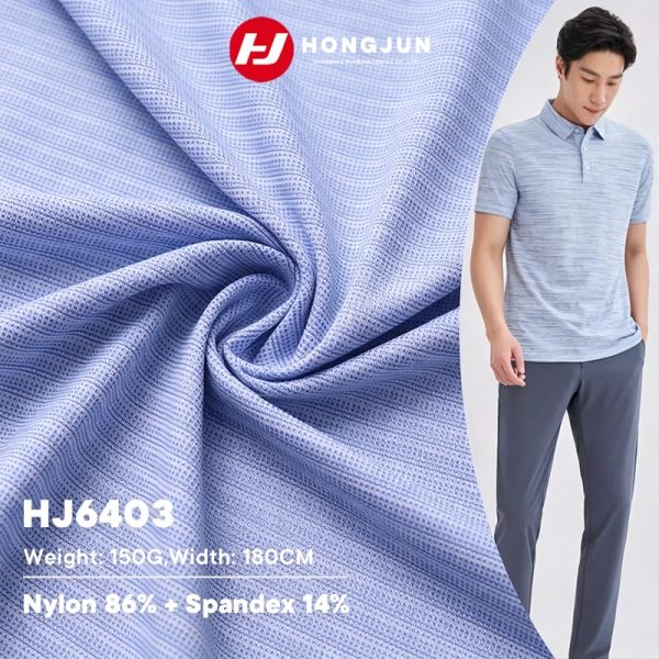 Premium Nylon Spandex Stripe Knit Fabric Breathable for Men Casual Business Polo Shirt T Shirt | product image