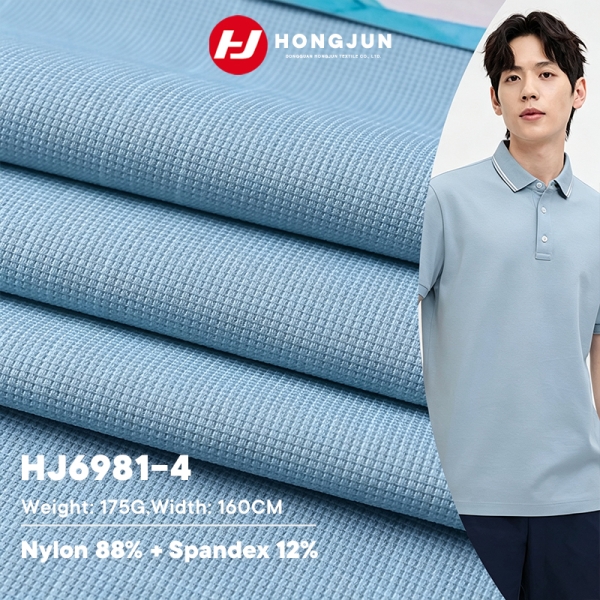 Professional Nylon Spandex Plaid Knit Fabric Cooling Waffle Texture for Men Casual Short Sleeve T Sh | product image
