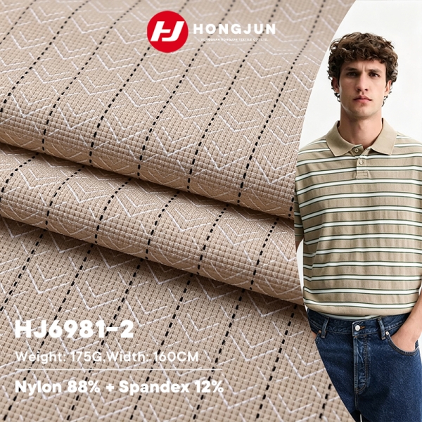 High Quality Nylon Spandex Plaid Knit Fabric Cooling Waffle Texture for Men Sports T Shirt Business  | product image