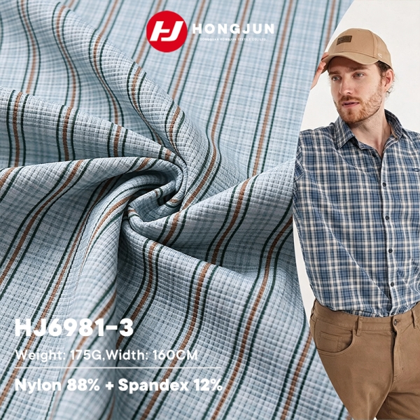Nylon Stripe Waffle Knit Fabric Breathable for Men Business Casual Polo T Shirt Workwear | product image