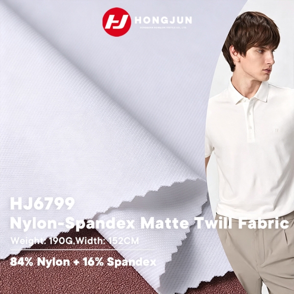 Nylon Spandex Matte Twill Knit Fabric Moisture Wicking Breathable for Casual Comfort Polo T Shirt Sh | product image