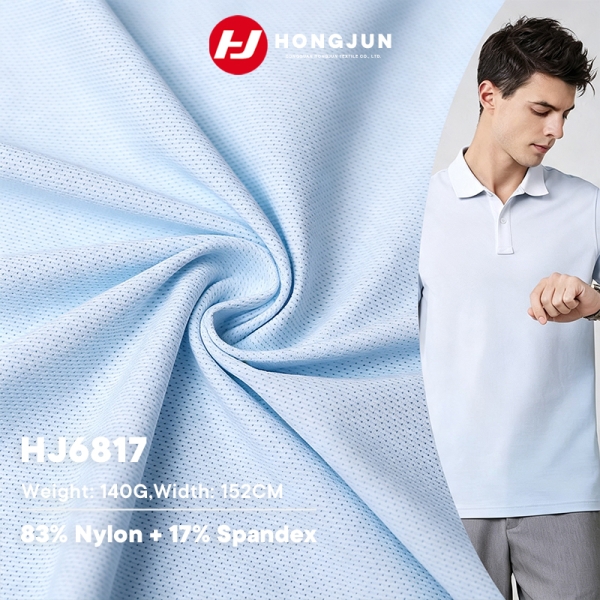 Wholesale Nylon Spandex Elastic Knit Fabric for Men Polo Shirt Breathable Quick Dry T Shirt Short Sl | product image