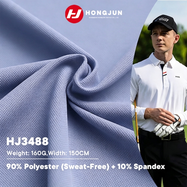 Premium Sweatless Quick Dry Polyester Spandex Fabric 160g for Golf Breathable Polo Sport T Shirt Bus | product image