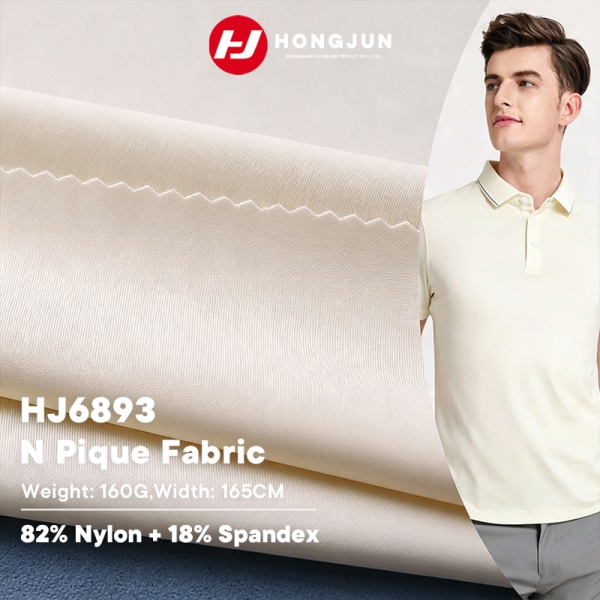 Professional Nylon Pique Knit Fabric High Elastic Breathable for Business Casual T Shirt Sports Golf | product image