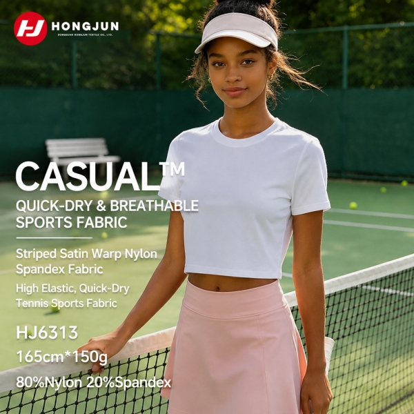80%Nylon 20%Spandex Striped Satin Warp Quick‑Dry Fabric For Tennis Yoga Active Sportswear（HJ6313） | product image