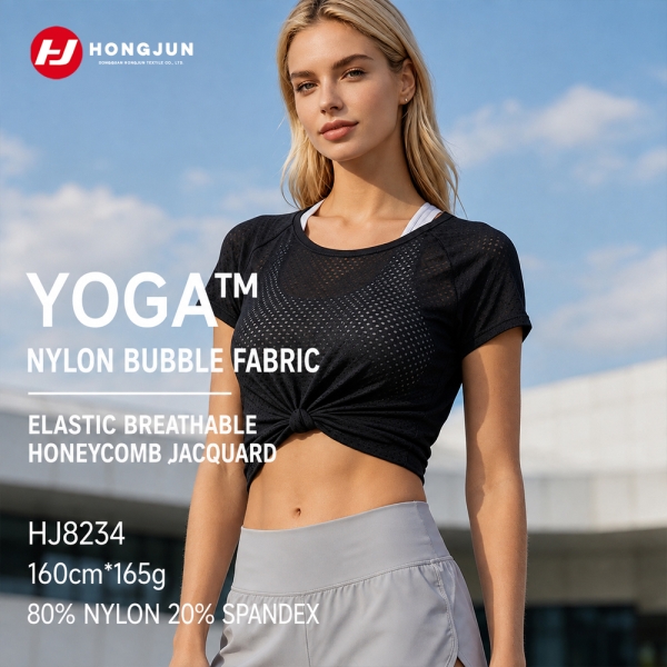 Direct Selling Jacquard Bubble Fabric Nylon Spandex Elastic Breathable Mesh Underwear Sports Yoga Cy | product image