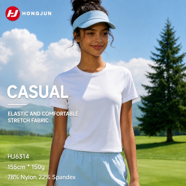 Brand New Smooth Nylon Spandex Fabric Lightweight Moisture-Wicking for Daily Sports T-Shirt（HJ6314） | product image