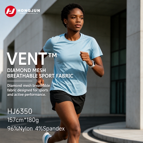 Direct Sale Breathable Hollow Jacquard Nylon Spandex Fabric for Women's Yoga Tops（HJ6350） | product image