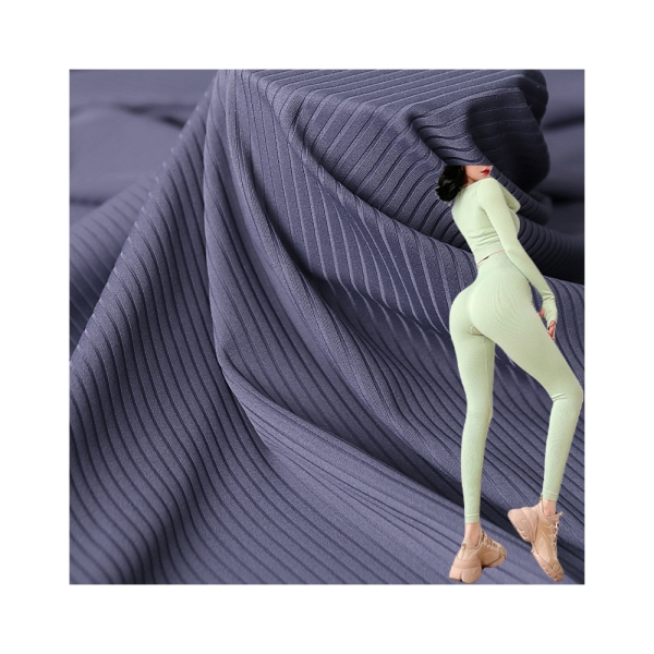 240G Polyester Spandex High Elasticity Ribbed Knitted Fabric Same Style Pit Stripe Sportswear Yoga C | product image
